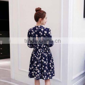 High Waist Fashion Spring Maternity Dress 2017 Import Floral Print Chiffon Dress