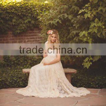 Women Maternity Lace Gown Dress For Photo Shoot White Lace Long Frock Design Wedding Dresses photo-5