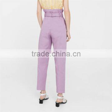 Hot Design Lavender Empire Waist Summer Trousers With Belt Loop photo-2