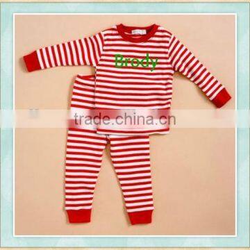 2017 Boutique girl set red and white stripes embroidery desgin christmas children clothing or pajamas packing box