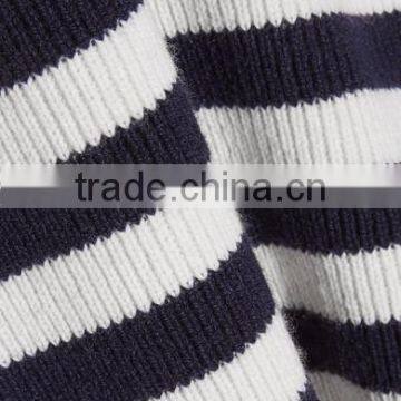 Among Best Selling Bell Sleeved Navy Blue and White Striped Women Spring Sweater photo-5