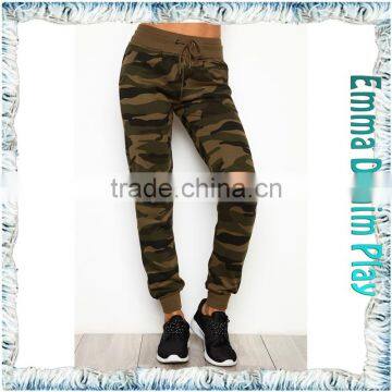 2017 Girls Knee Slit Camouflage Jogger Pants