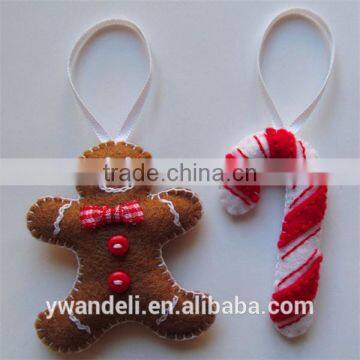 Handmade Felt Christmas Tree Decoration With Candy Cane & Gingerbread Men