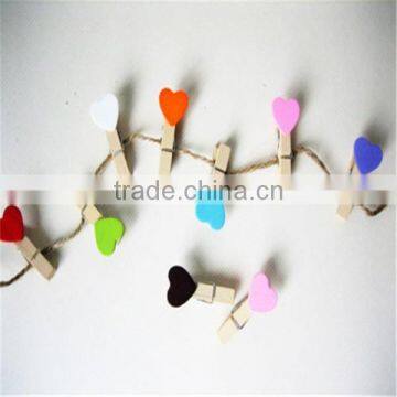 Cute Felt Heart Mini Clip Wood Pegs Kid Craft Party Favor Supply 35mm photo-2