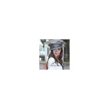 Jewelry Satin Fabric Womens Church Hats , Navy Grey Derby Fedora Hat