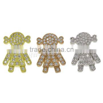 China supplier cz jewelry findings cubic zirconia micro pave girl brass connector