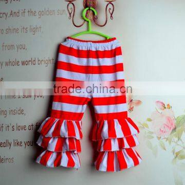 Baby girl red and white big stripes capri ruffle pants toddler ruffle leggings kids ruffle bottoms