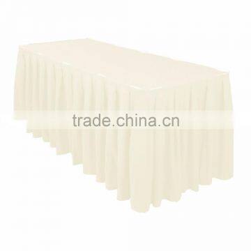 Linen Tablecover Rectangular Accordion Pleat Polyester Table Skirt Ivory