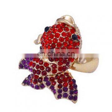 Fashion Hot Sell High Quality Luxury Rhinestone Goldfish Women's Alloy Finger Ring