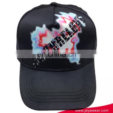 100%polyester black mesh trucker hat front panel with map sublimation logo