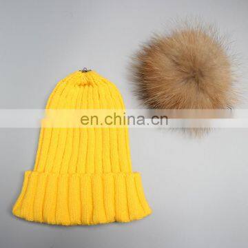 High Quality Winter Lady Hats for Fashion Genuine Fur Pompon Beanie Hats photo-6