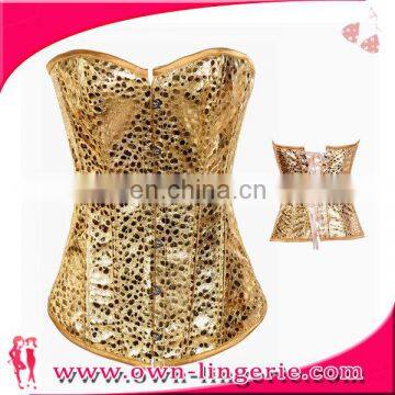 princess style ladies lingerie corset sexy Gold shining bustier underwear corset