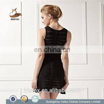 Black High Neck Short Puffy Rayon New Years Eve Party Favors Dress photo-2