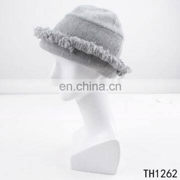 TOROS women winetr hat wool acrylic hat grey color fashion cheap beanie hat