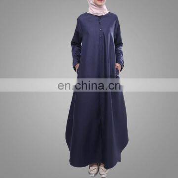 Muslim Jubah New Style Long Sleeves Abaya in Dubai Half Buttons Maxi Islamic Dresses photo-2