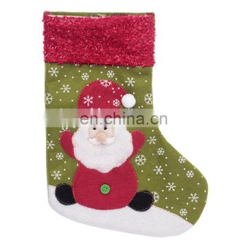 26CM Medium 3D Embroidery Cartoon Decoration and Gift Christmas Stockings with Snowflakes Printing - Santa Claus