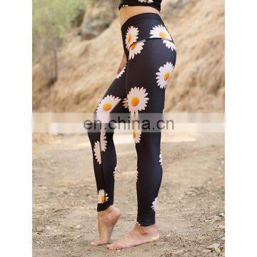 sportswear manufacture fashion flower printed women fitness leggings