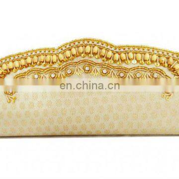 Beige Oriental Embroidered Brocade Clutch Purse/ Evening Clutch Bag