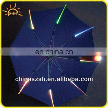 bright LED light up umbrella with lights on the handle and frame
