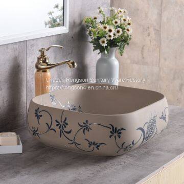 The portable hotel use no hole delicate ceramic square art basin