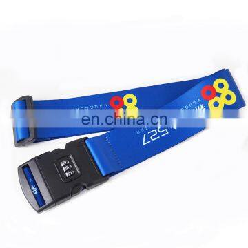 Wholesale promotional custom polyester luggage strap with plastic buckle