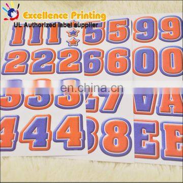 OEM ODM available waterproof numbers letters custom vinyl sticker