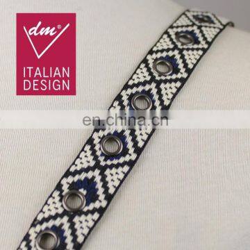 Hot sale jacquard ethnic ribbon eyelet tape for fashion accessories