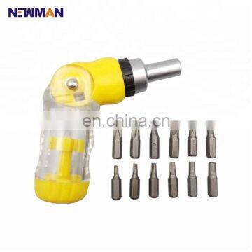 Spiral ratchet screwdriver set with 12pcs hex 25mm long torx slotted ph1 ph2 ph3 bits