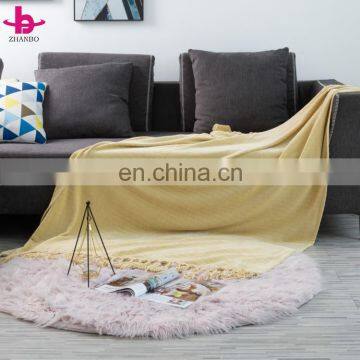 Custom Thread Knitted Super Soft Chenille Chunky Throw Blanket With Tassel For Travel photo-2