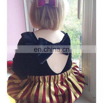 RTS Christmas Back With Bow Plain Romper Romper Girls Leotards Velvet Baby Romper photo-2