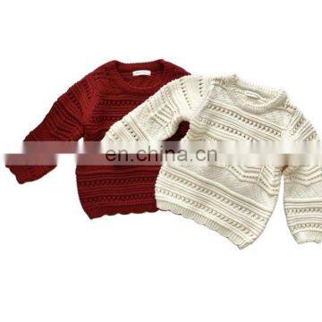 Hollow out sweater for baby girls cotton knit girls pullover sweater