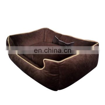 OEM Suede Dog Beds Black Bowknot Design Luxury Memory Foam Large Pet Bed for Dog