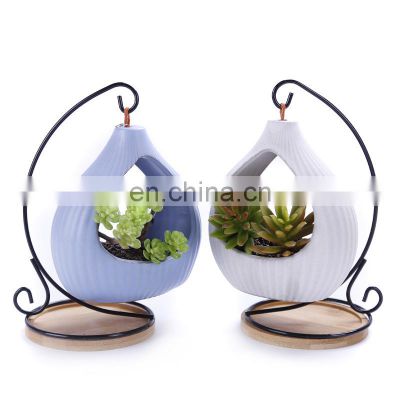 European style iron hanging basket micro landscape geometric succulent flower pot desktop home decoration