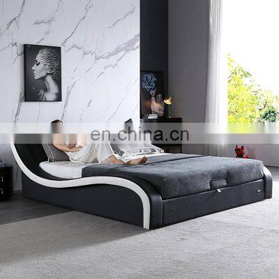 Modern Luxurious Queen & King Size Genuine Leather Bed With Large Storage Functions Beds Furniture