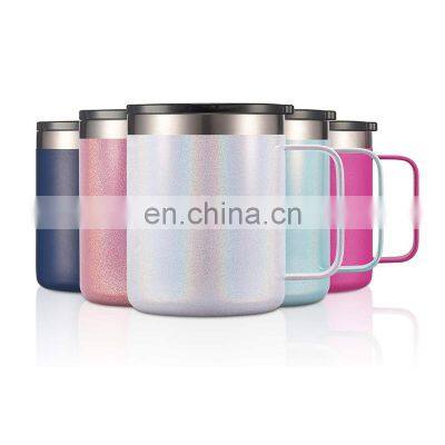 Custom Matte 10oz Stainless Steel Wholesale Vacuum Insulated Reusable Tea Drink Coffee Mug with Handle Lid