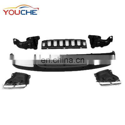 W205 diffuser ABS rear bumper diffuser gloss black rear lip with exhaust tips for Mercedes W205 sport coupe 2 door AMG package