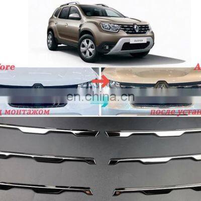 For Renault Dacia Duster 2018-2022 ABS Chrome Protector Car Front Grille Cover Molding Trim