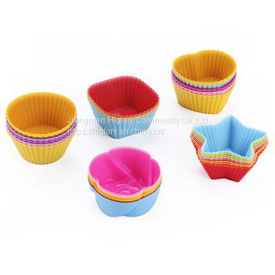 Food Grade Free Bpa Baking Tools Silicone Multi Colors 12pcs Muffin Cup Cake Moulds photo-3