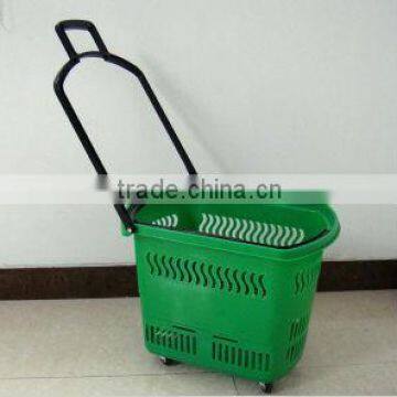 Green Plastic Basket for Supermarket Store Grocery