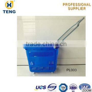 Plastic Rolling Shopping Basket with Wheel