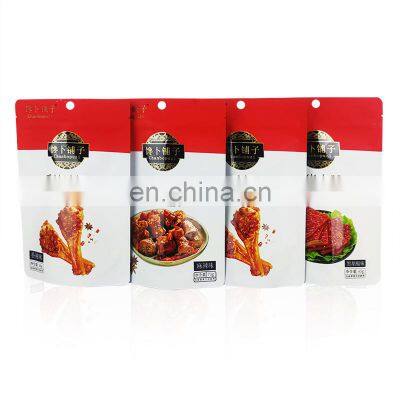 Printing custom heat seal food white plastic sealed packaging UV printing three side frosted stand up bag with zipper