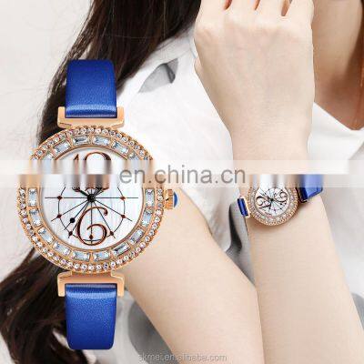 Newest Fashion Designer Women Watches Oem Logo Elegant Dial Gold Case Skmei 9158 Diamond Wristwatch