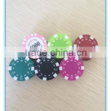 ABS poker chips in different values and colors