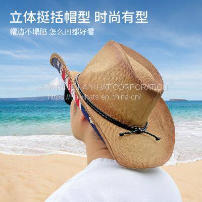 Fashion Western Cowboy Hat Outdoor Sunscreen Fishing Straw Hat Summer Sun Hat photo-2