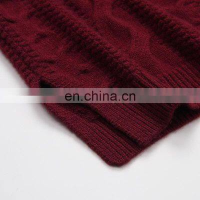 OEM Customizable Cable Knit High Neck Long Thick Loose Knitted Cashmere Dress Sweater Breathable Washable for Spring Autumn Use photo-5
