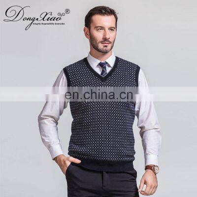 Jacquard Knitting Men's Cashmere Pullover Vest Waistcoat Comfortable V-Neck Style for Spring Season photo-3