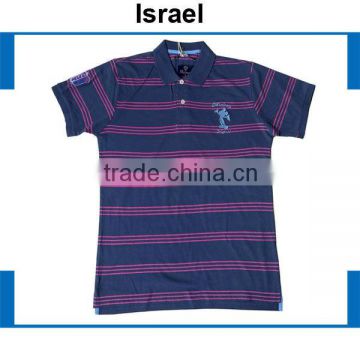 Embroidery single jersey polo shirt/striped polo shirt brand quality