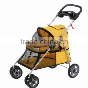 yellow 4wheels pet dog cat stroller/trolley