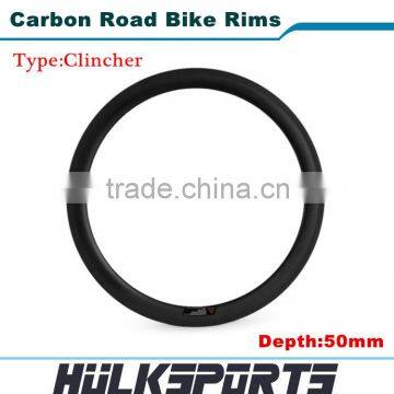 New design carbon clincher bike rims wheel Toray T700/Ti/Basalt carbon bicycle rims 32h profile 50mm bicycle carbon rims