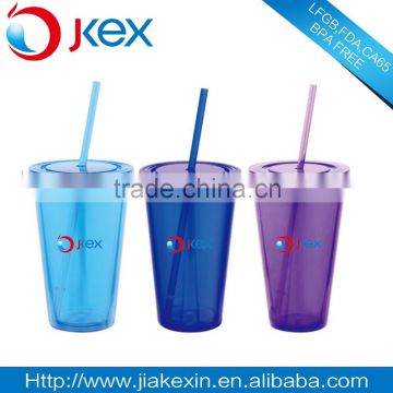 Hot, colorful, Double wall straw mug with PVC paper insert, ice mug